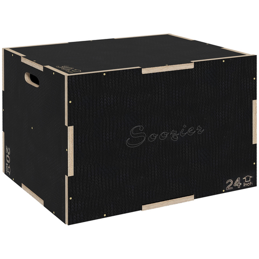 SPORTNOW 41/51/61cm Plyometric Jump Box, Wooden Plyo Box for Home Gym