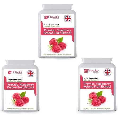 Raspberry Fruit Extract 1200mg - 60 Capsules x 3 Pack - UK Manufactured | GMP Standards by Prowise Healthcare