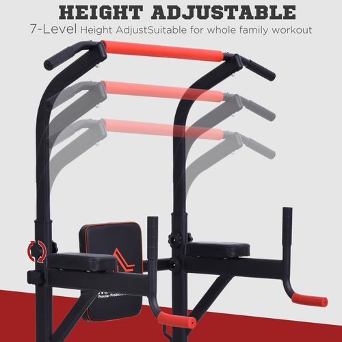 Multifunction Home Workout Station Tower Steel Frame Bench Bars Ropes HOMCOM